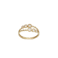 Red & White Zirconia Split Milgrain Bezel Ring (14K)