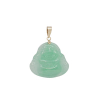 Green Laughing Buddha Jade Pendant (14K)