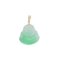 Green Laughing Buddha Jade Pendant (14K)