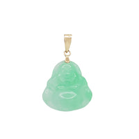 Green Laughing Buddha Jade Pendant (14K)