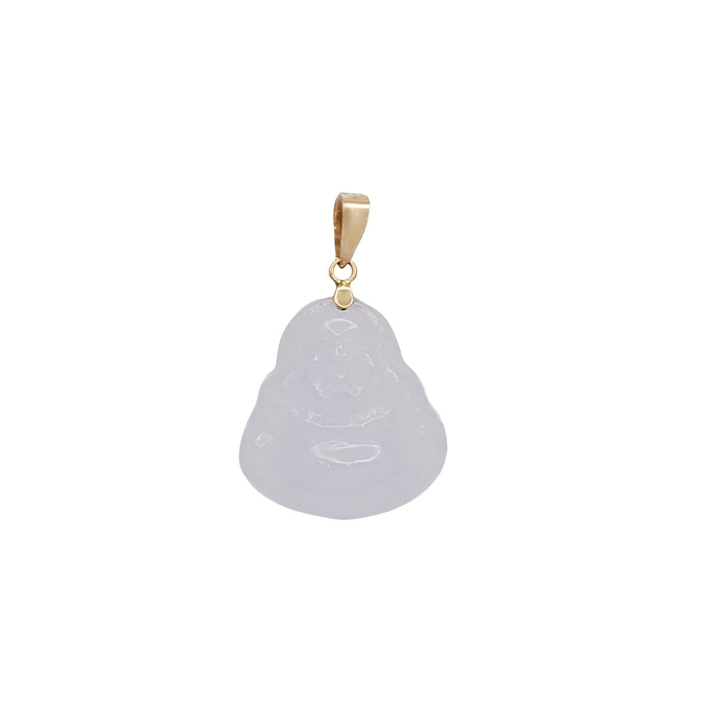 Purple Laughing Buddha Jade Pendant (14K)
