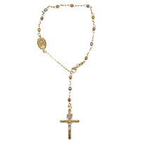 Tricolor Diamond Cut Rosary Bracelet (14K)