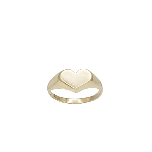 Plain Solid Heart Signet Ring (14K)