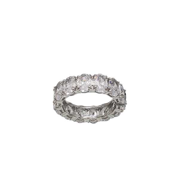 All Around Oval Cut Zirconia Ring (Silver)