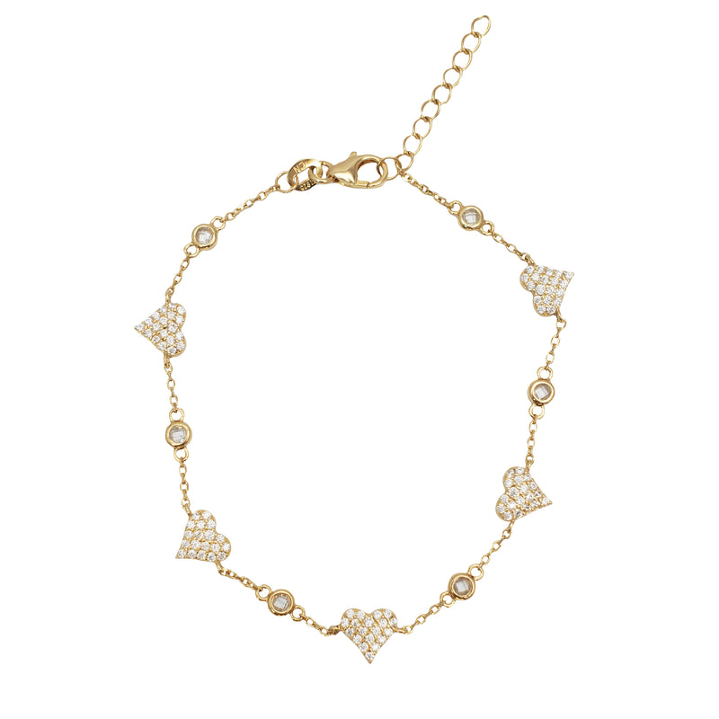 Zirconia Heart Lady Bracelet (Yellow Silver)