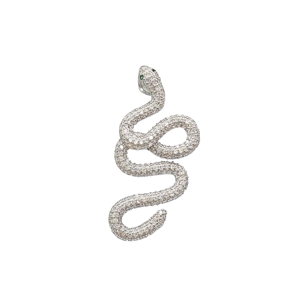 Iced-Out Snake Pendant (Silver)
