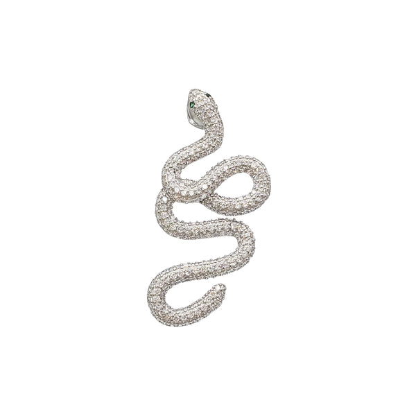 Iced-Out Snake Pendant (Silver)