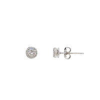 Zirconia Round Stud Earrings (Silver)
