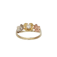 Plumeria Three Flower Zirconia Ring (14K)