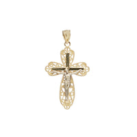 Two Tone Textured Cross Pendant (14K)