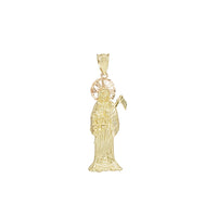 Tricolor Diamond Cut Santa Muerte Pendant (14K)