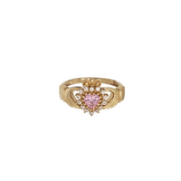 14K Gold Crown Halo Ring (Pink / Red Center)