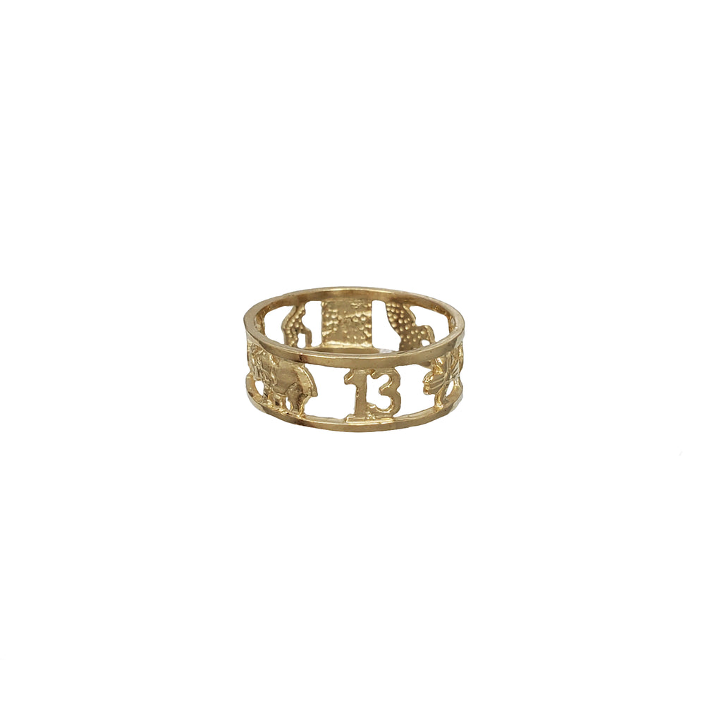 14K Gold Good Luck Symbol Band Ring