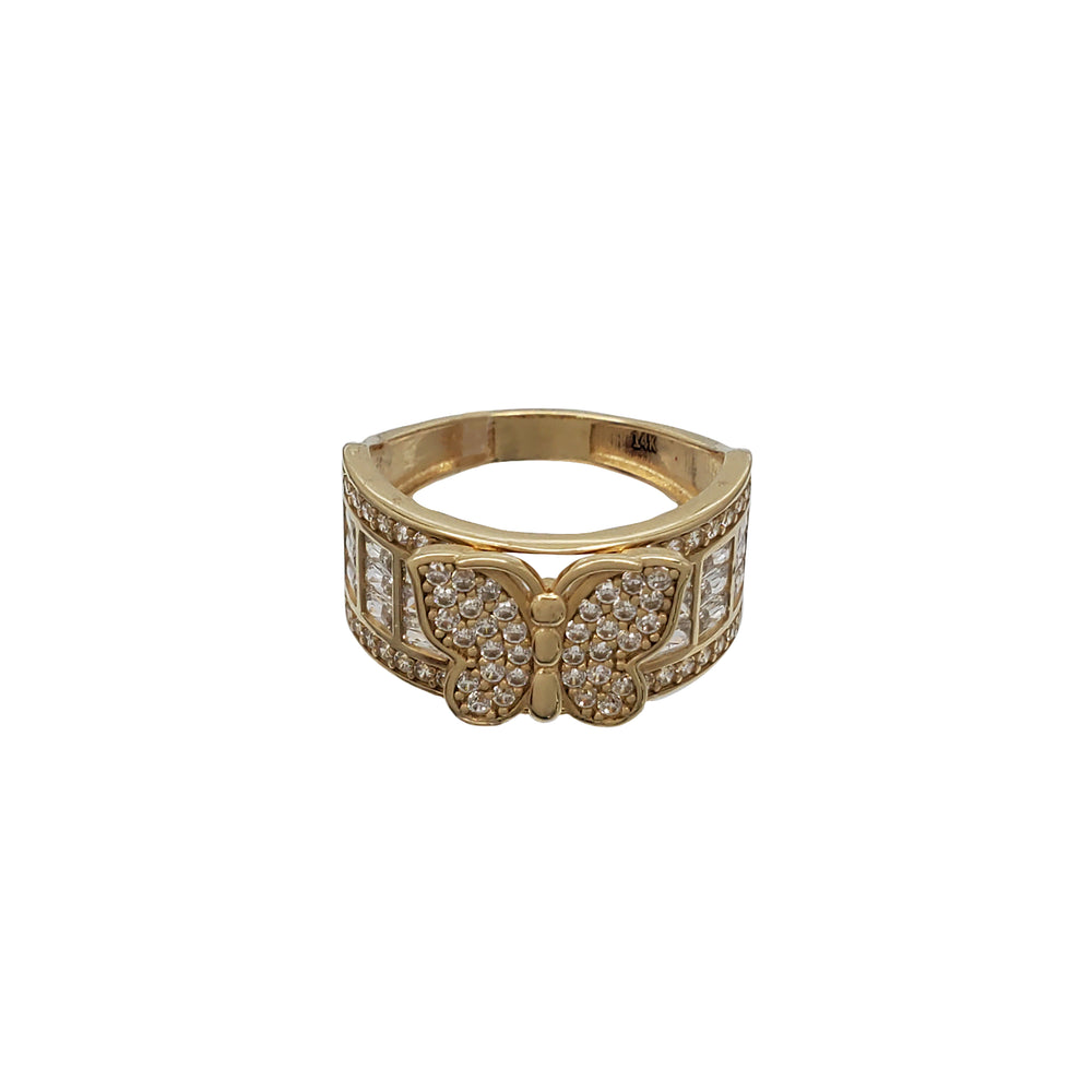 14K Gold Butterfly Pavé Band Ring