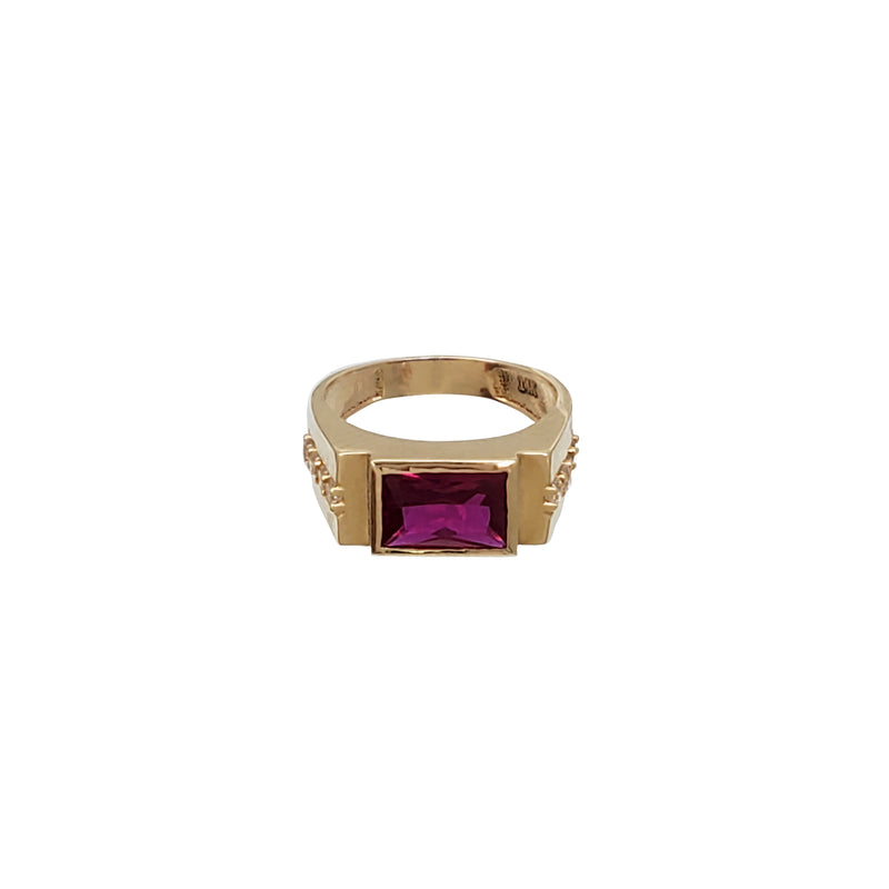 14K Gold Ruby Rectangular Ring