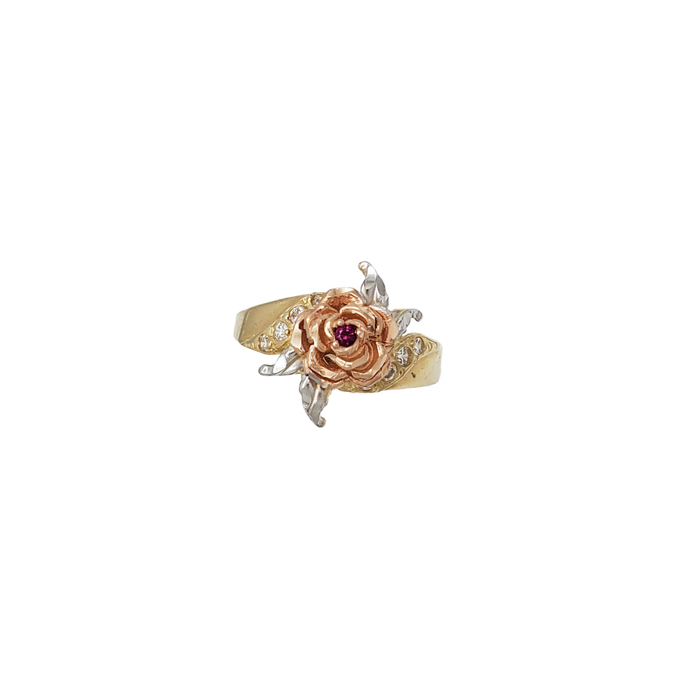 14K Two-Tone Rose Flower Ring