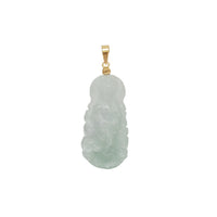 14K Gold Light Green Jade Guanyin Pendant
