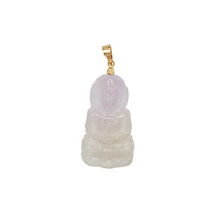 14K Gold Lavender & White Jade Guanyin Pendant