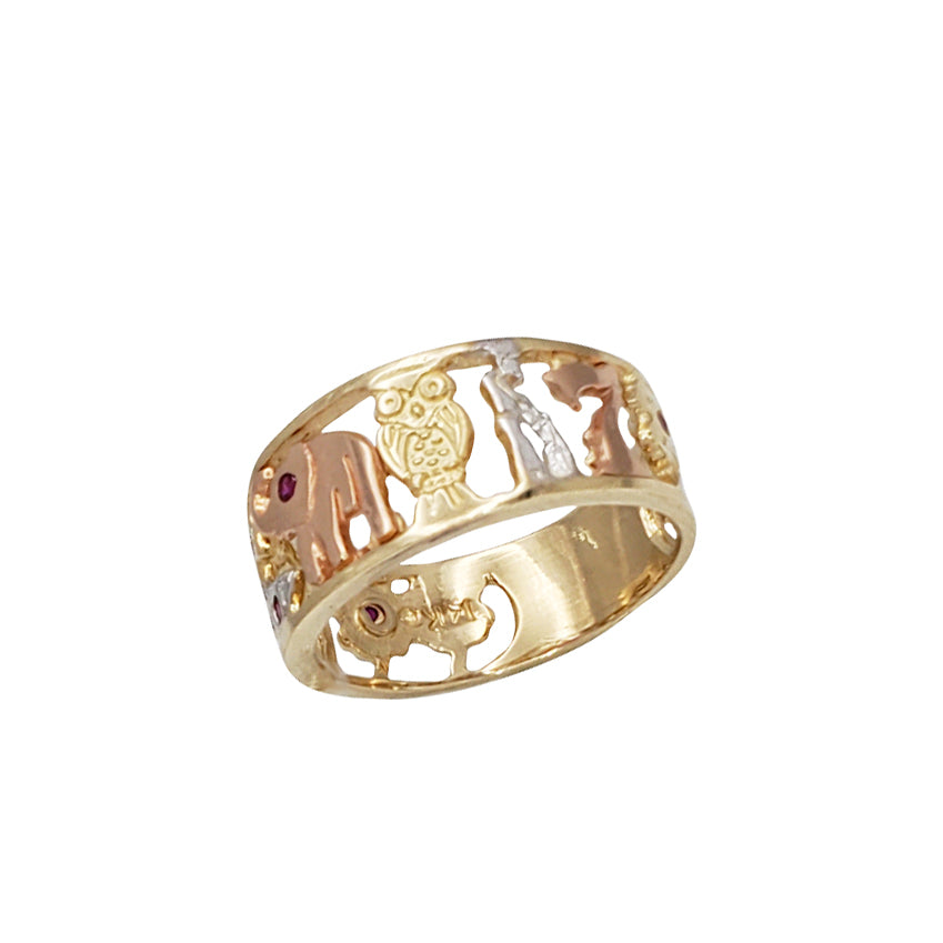 Tricolor Zirconia Seven Potential Ring (14K)