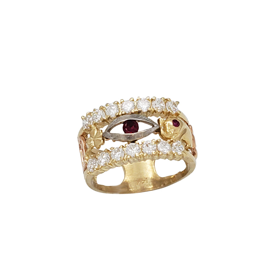 Tricolor Zirconia Seven Potential Fancy Ring (14K)