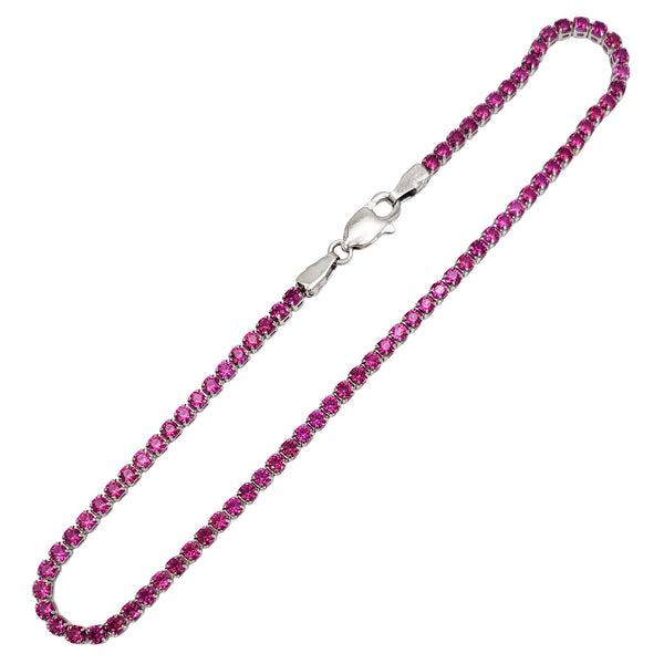 Pink Zirconia Round Tennis Bracelet (14K)