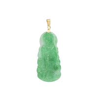 Green Jade Buddha Pendant (14K)