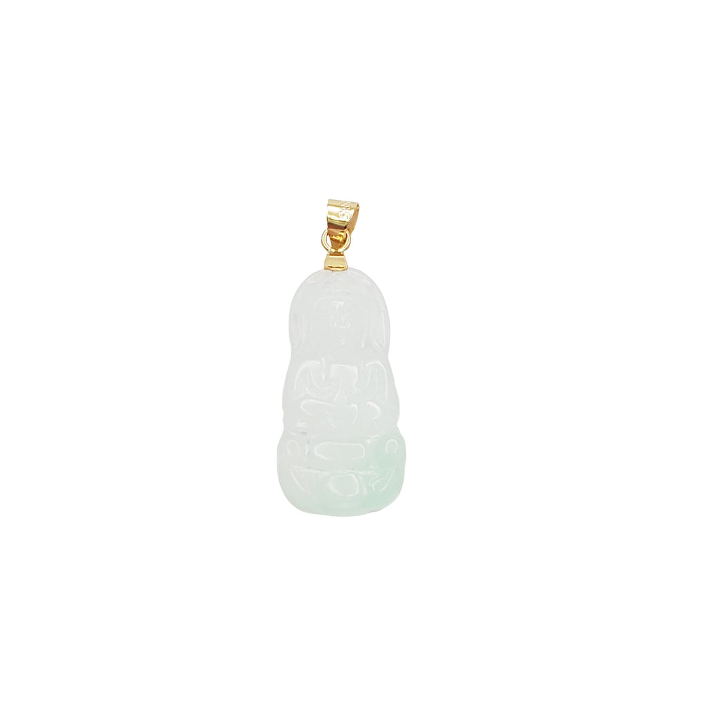 Green Jade Guanyin Pendant (14K)