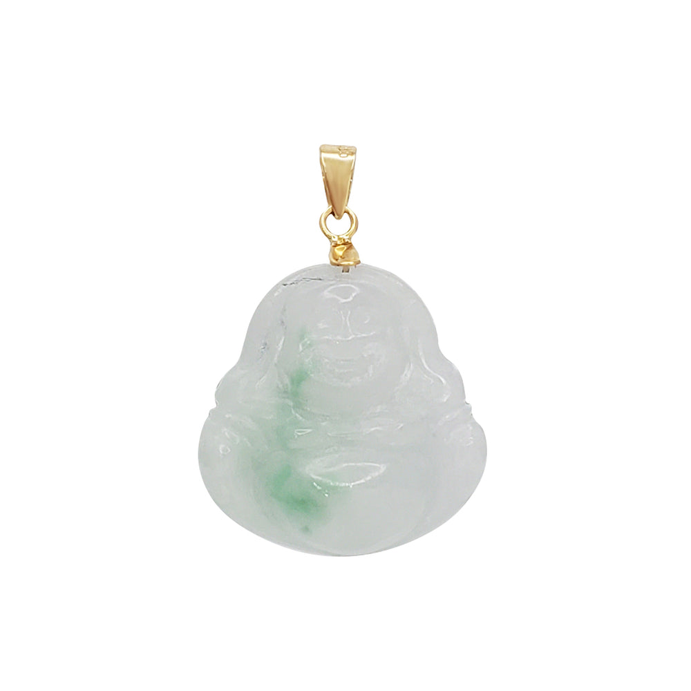 Green Jade Buddha Pendant (14K)