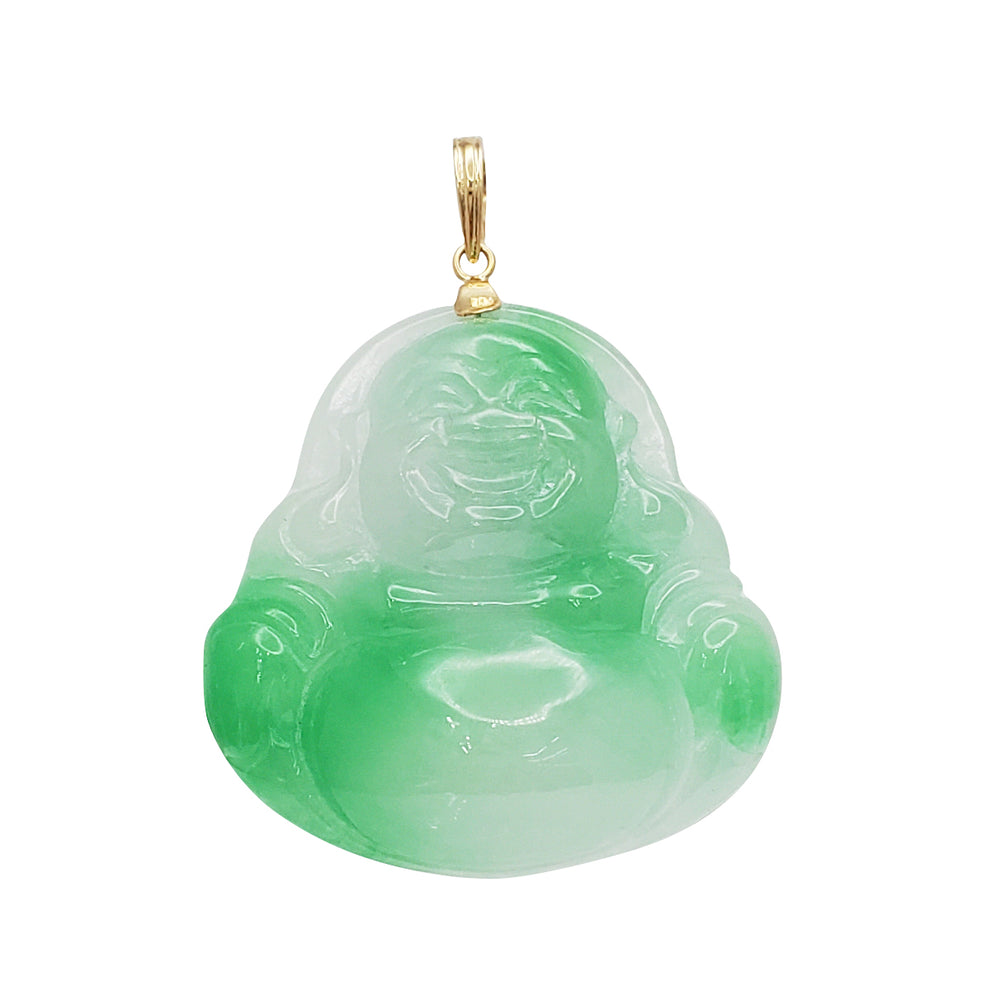 Green Jade Buddha Pendant (14K)