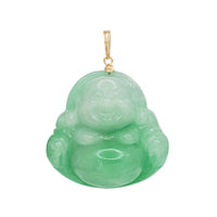 Green Jade Buddha Pendant (14K)