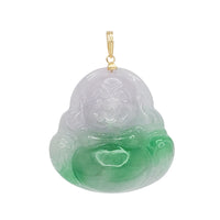 Green Jade Buddha Pendant (14K)