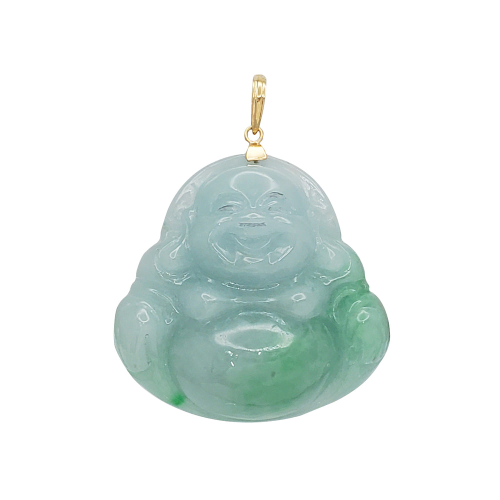 Green Jade Buddha Pendant (14K)