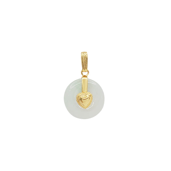 Plain Heart Jade Disc Pendant (14K)