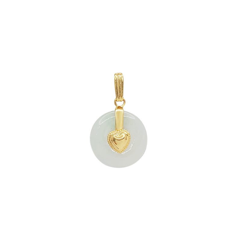 Plain Heart Jade Disc Pendant (14K)