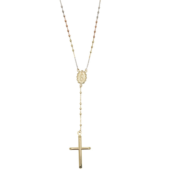 Tricolor Guadalupe Rosary Necklace (14K)