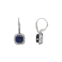 December Birthstone Halo Dangling Earrings (14K)