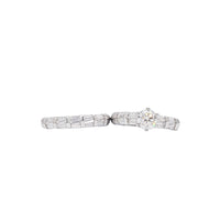2-Piece Baguette Accent Zirconia Engagement/Wedding Ring Set (Silver)