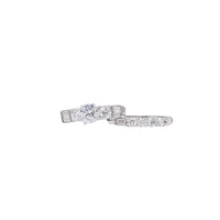 2-Piece Baguette & Round Zirconia Engagement/Wedding Ring Set (Silver)