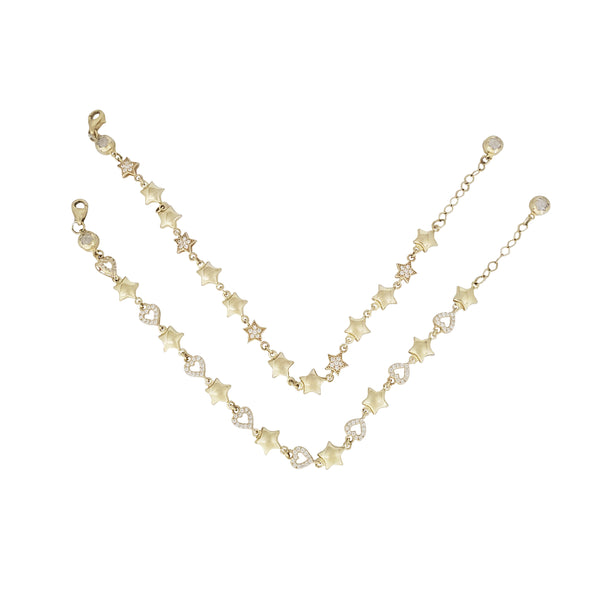 14K Gold Filled Star Series Bracelets — Star Charm / Star & Heart Design