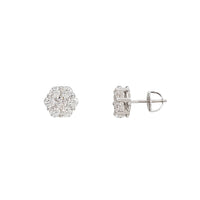 Flower Cubic Zirconia Stud Earring (Silver)