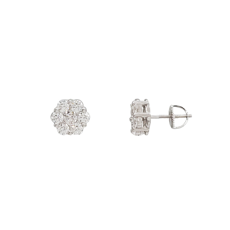 Flower Cubic Zirconia Stud Earring (Silver)