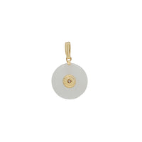 Zirconia Round Jade Disc Pendant (14K)