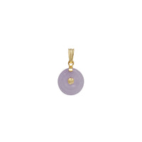 Yellow Gold Diamond Cut Purple Jade Disc Pendant (14K)