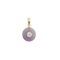 Zirconia Purple Jade Disc Pendant (14K)