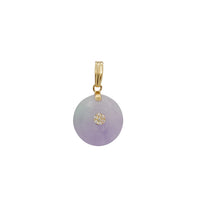 Zirconia Flower Purple Jade Disc Pendant (14K)
