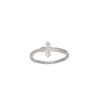 Textured Zirconia Cross Ring (Silver)
