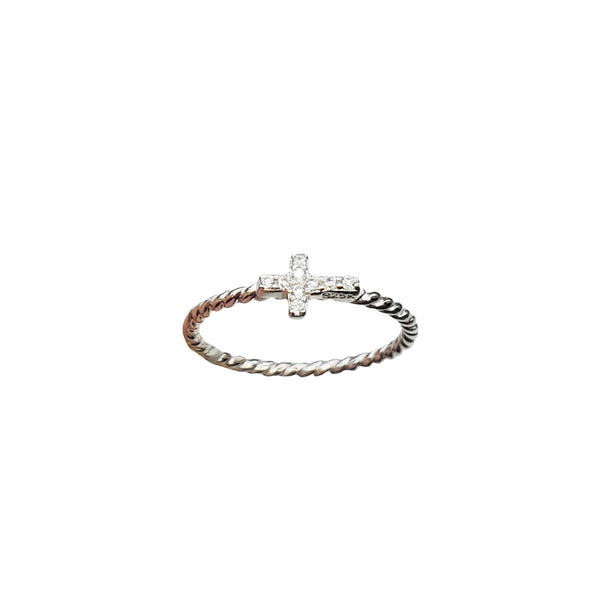 Zirconia Cross Ring (Silver)