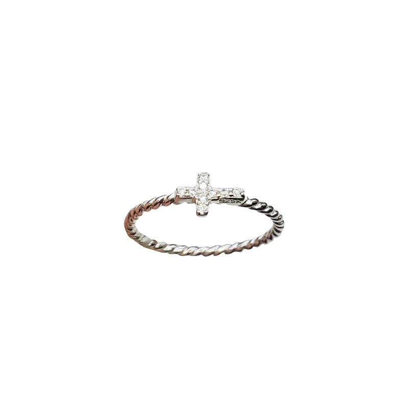 Zirconia Cross Ring (Silver)