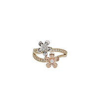 Tricolor Zirconia Flower Ring (14K)