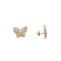 Zirconia Diamond-Cut Butterfly Nugget Stud Earrings (14K)